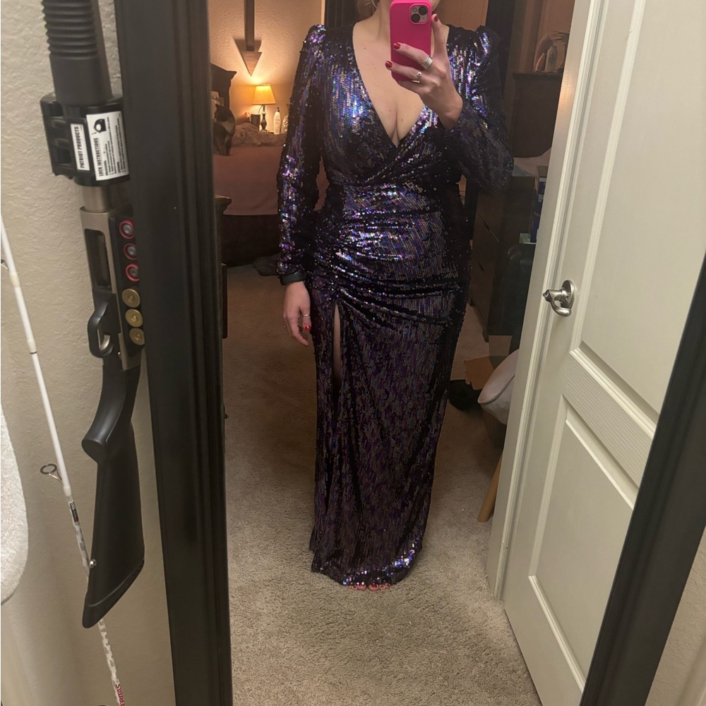 Lulus Black Sequins Gown